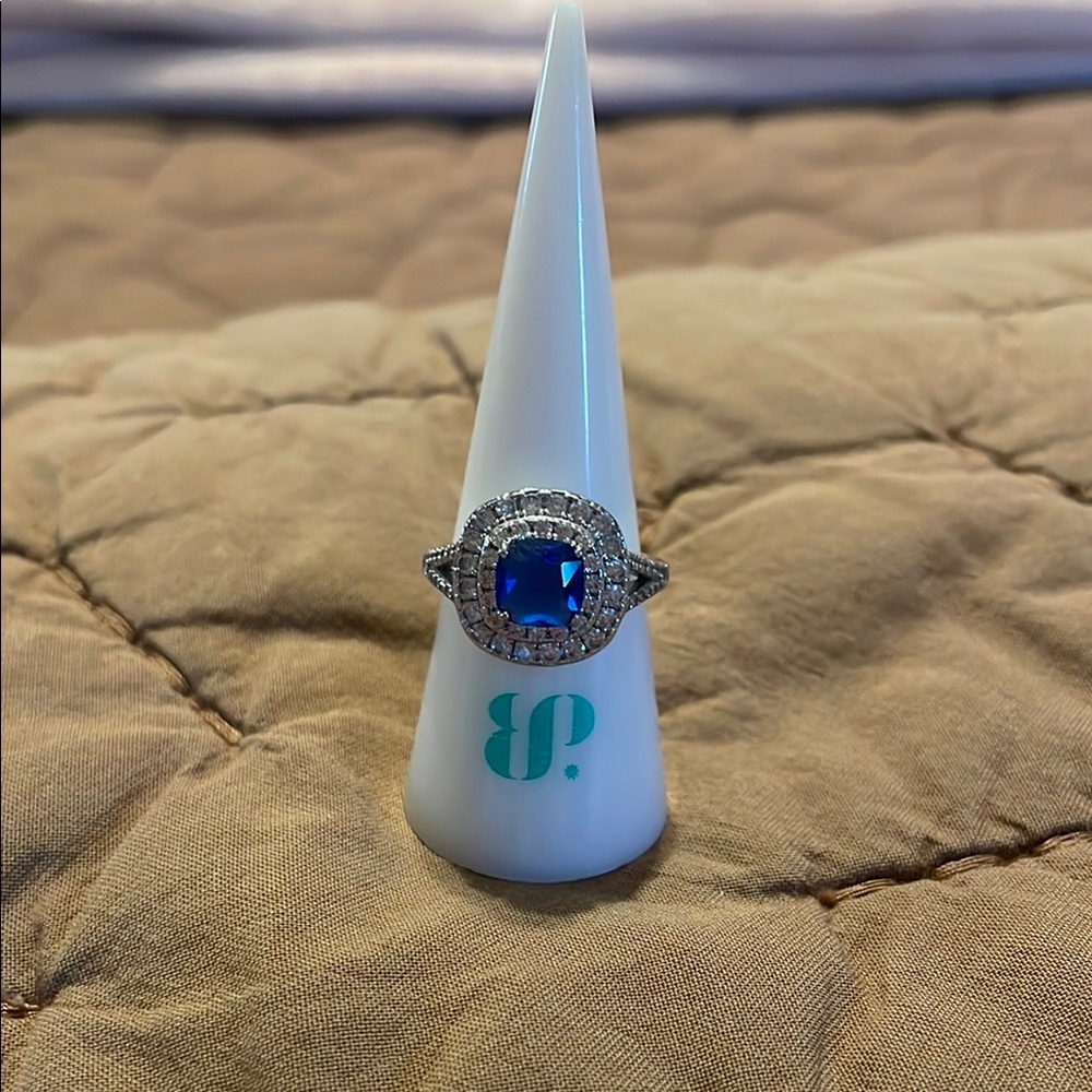 Stunning Blue And Silver Statement Ring - image 1